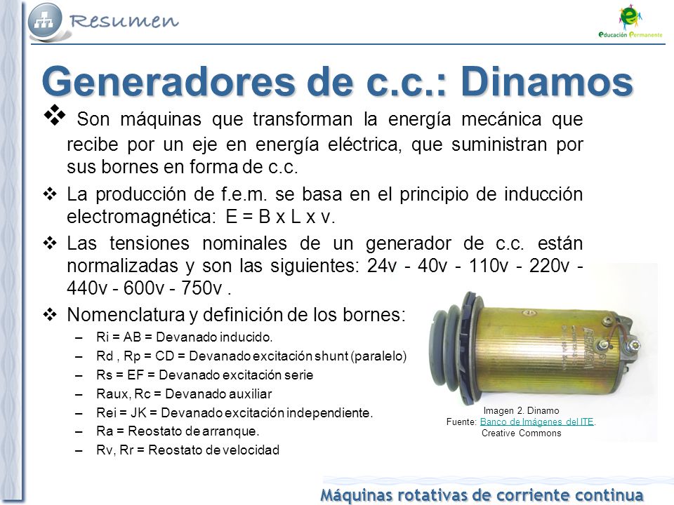 Generadores de c.c.: Dinamos