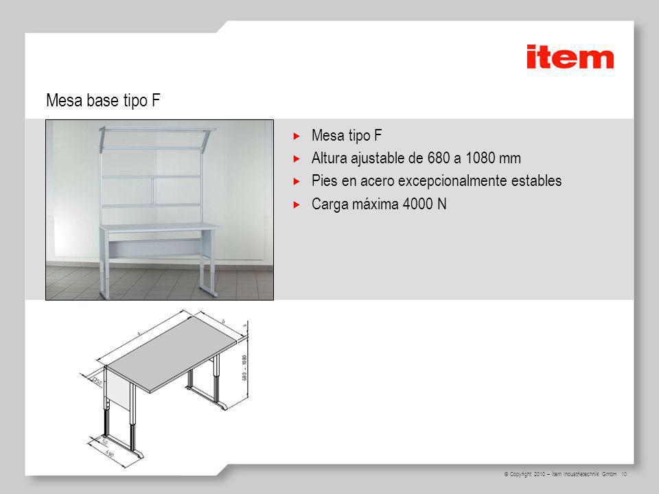 Mesa base tipo F Mesa tipo F Altura ajustable de 680 a 1080 mm