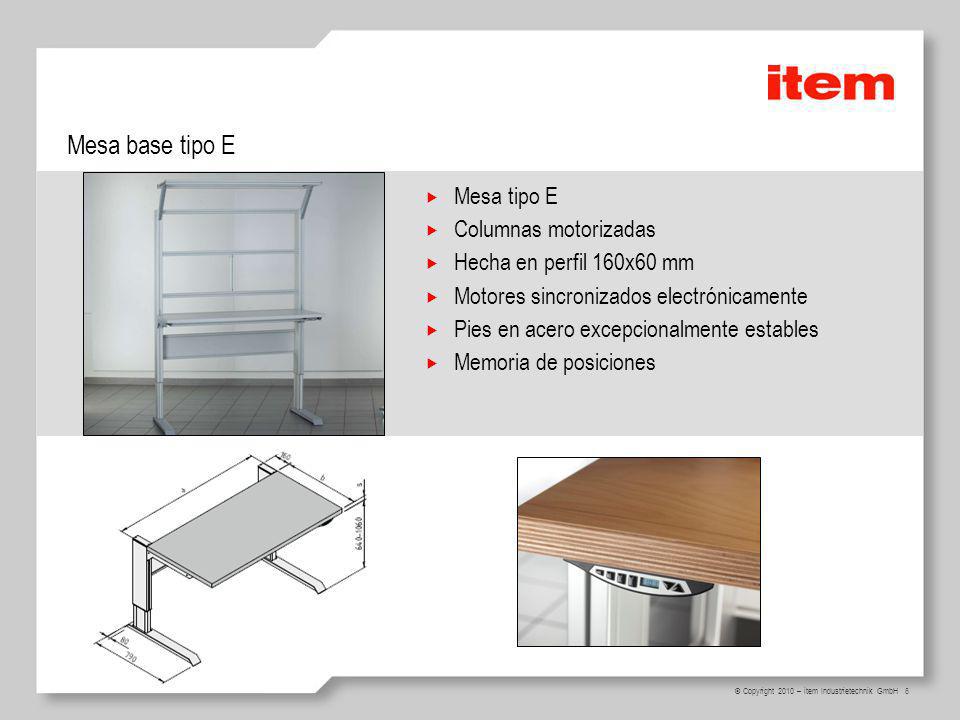 Mesa base tipo E Mesa tipo E Columnas motorizadas