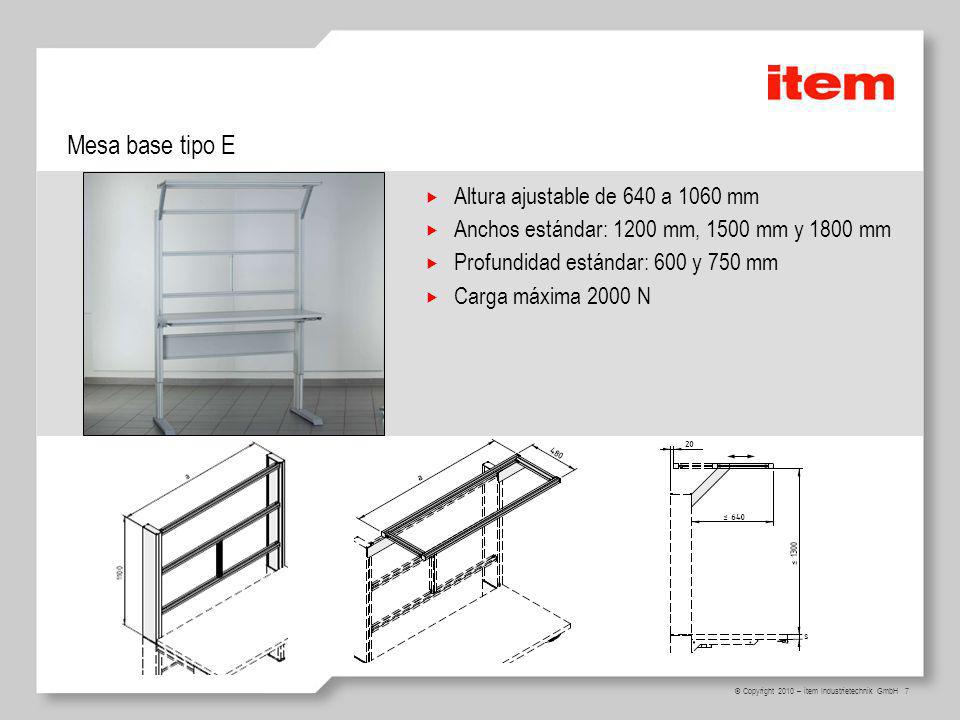 Mesa base tipo E Altura ajustable de 640 a 1060 mm