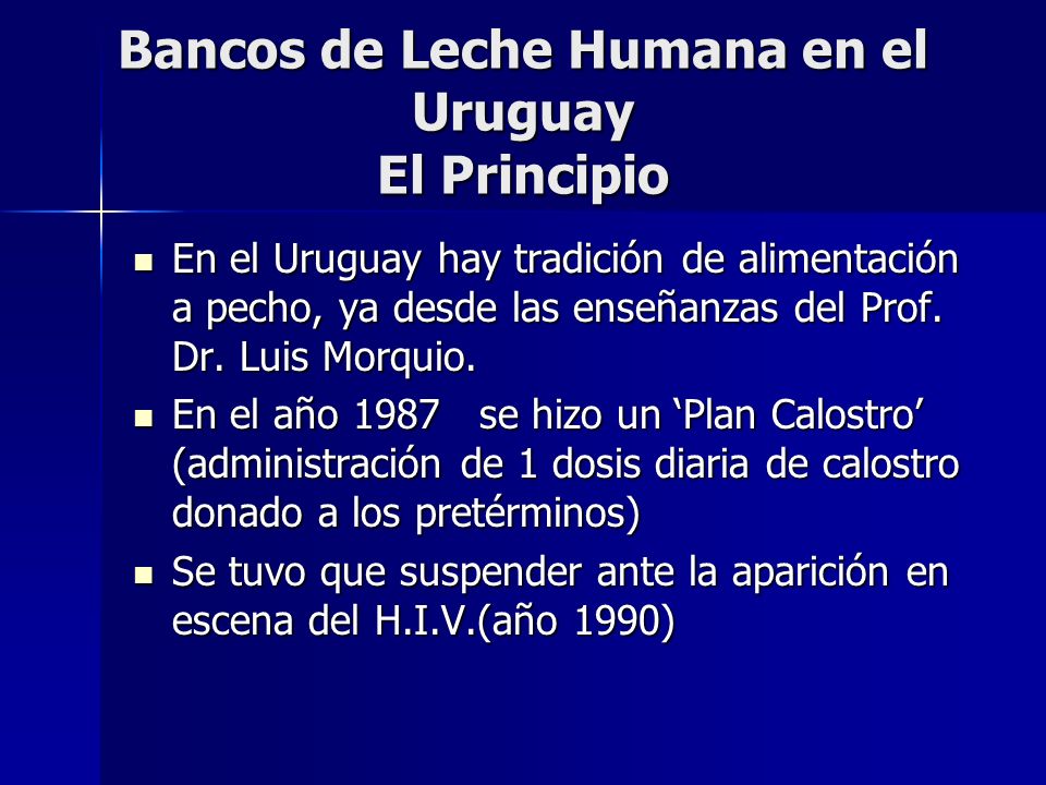 Bancos de Leche Humana en el Uruguay El Principio