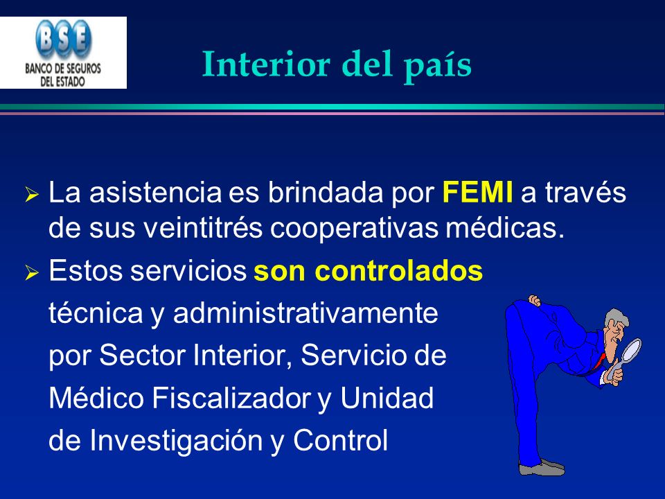 Interior del país La asistencia es brindada por FEMI a través de sus veintitrés cooperativas médicas.