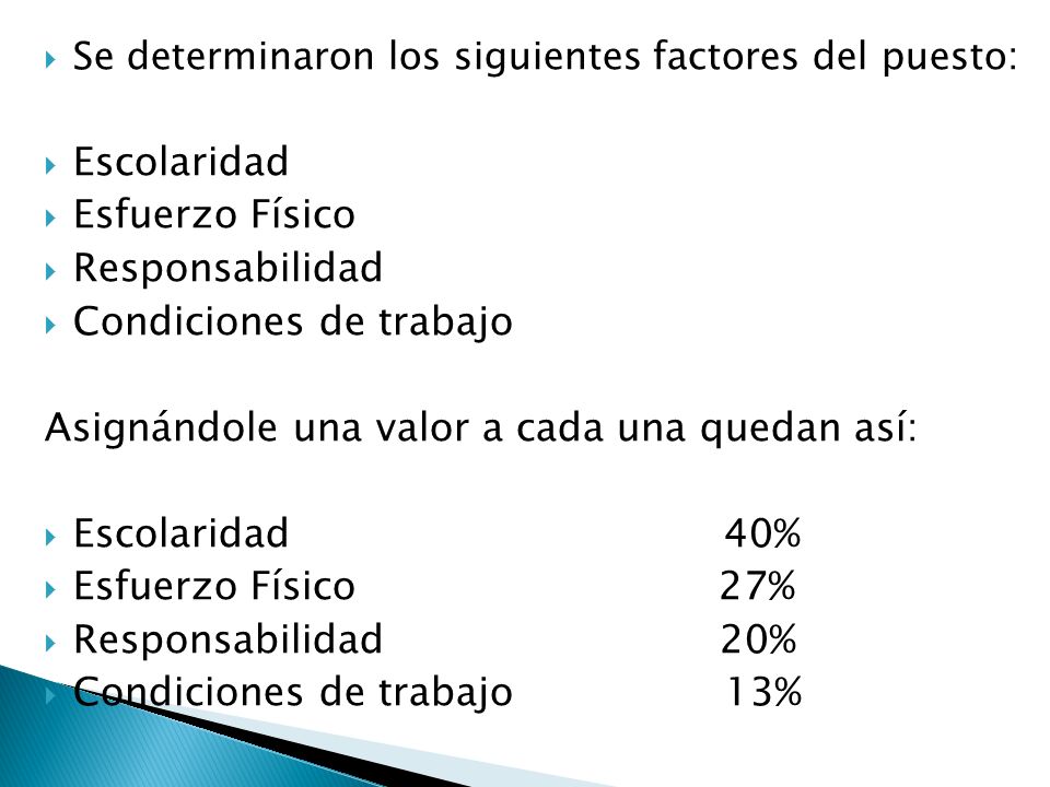 Condiciones de trabajo Asignándole una valor a cada una quedan así: