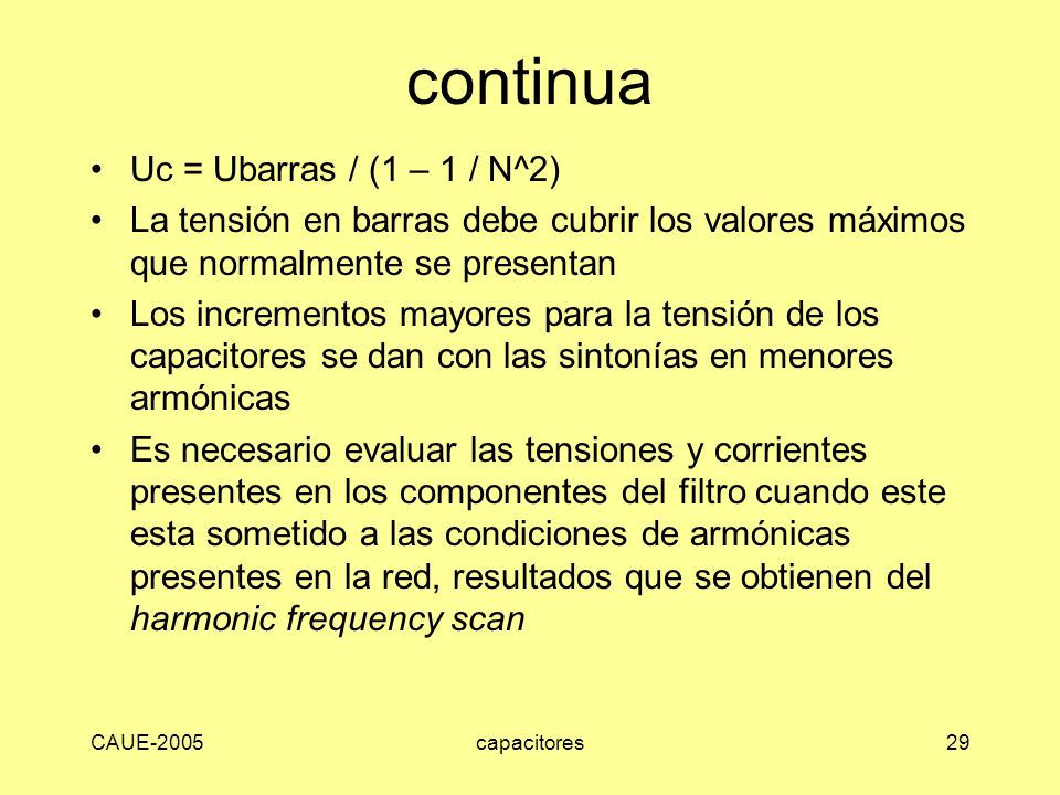 continua Uc = Ubarras / (1 – 1 / N^2)