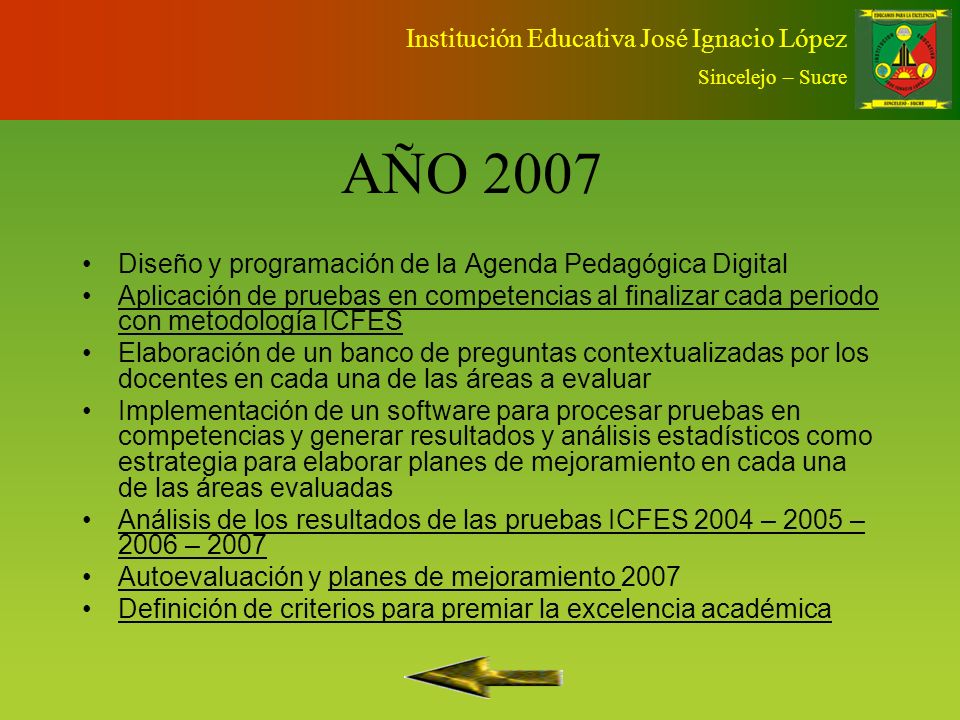 AÑO 2007 Institución Educativa José Ignacio López