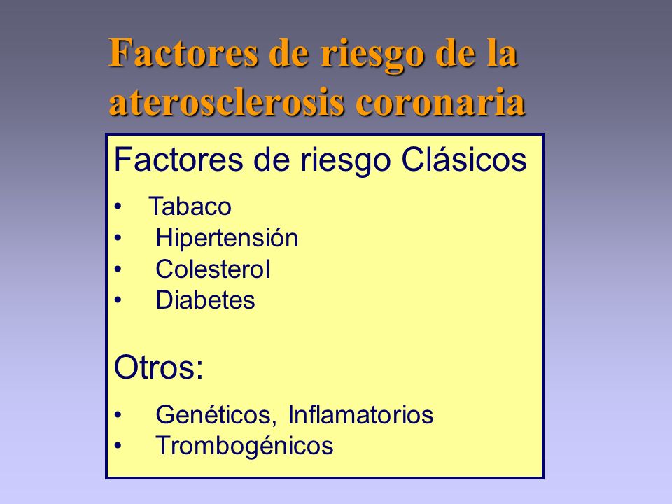 Factores de riesgo de la aterosclerosis coronaria