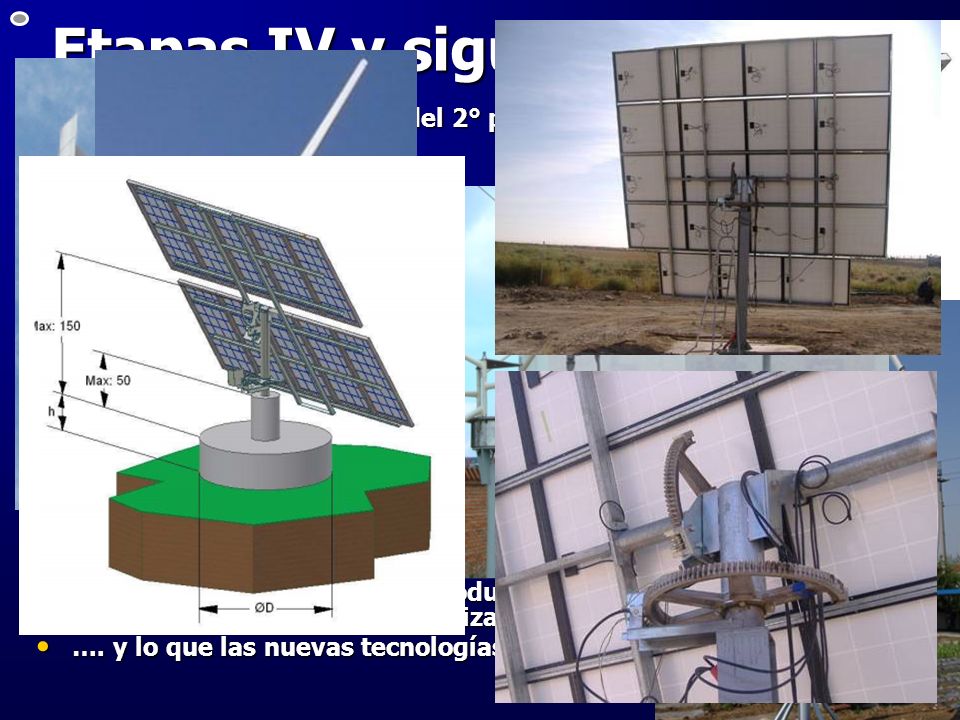 Etapas IV y siguientes Instalación – inminente – del 2° panel fotovoltaico de 500 W con seguidor de 1 eje.