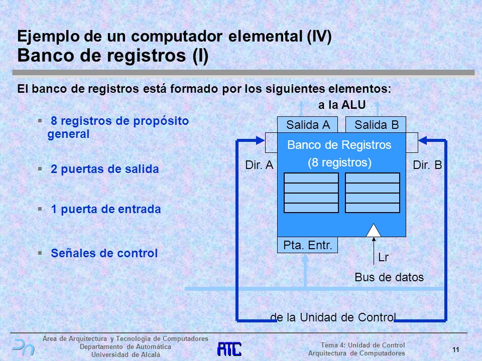Ejemplo de un computador elemental (IV) Banco de registros (I)