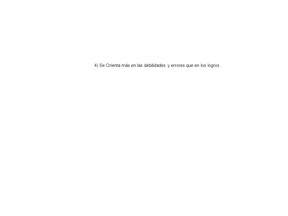 4) Se Orienta más en las debilidades y errores que en los logros