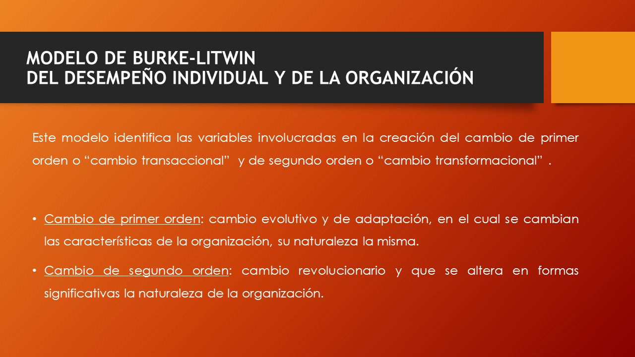 MODELO DE BURKE-LITWIN DEL DESEMPEÑO INDIVIDUAL Y DE LA ORGANIZACIÓN