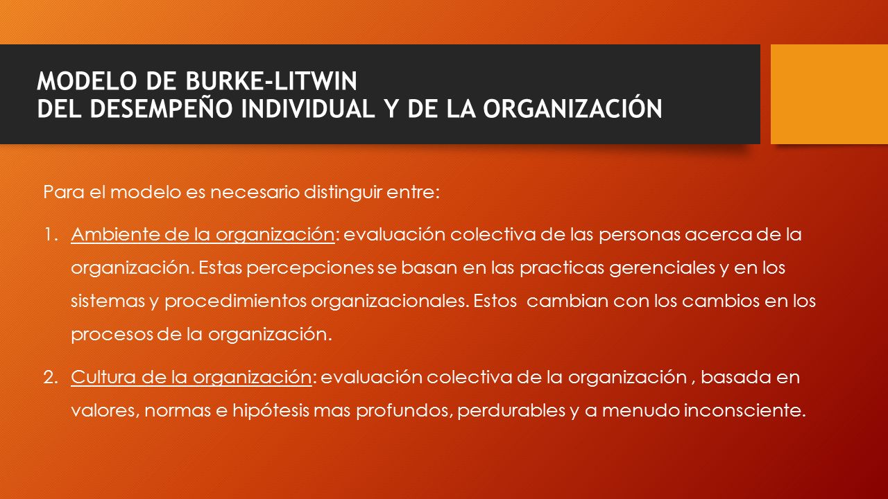 MODELO DE BURKE-LITWIN DEL DESEMPEÑO INDIVIDUAL Y DE LA ORGANIZACIÓN