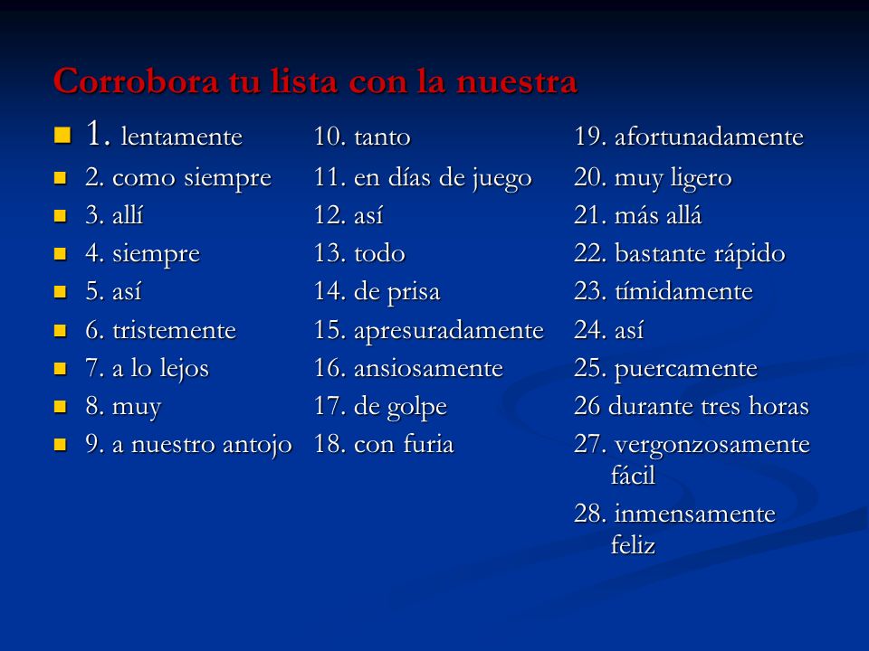 Corrobora tu lista con la nuestra