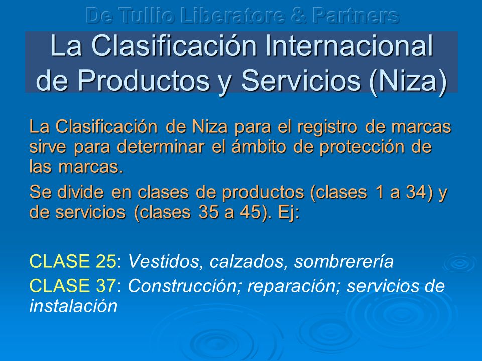 La Clasificación Internacional de Productos y Servicios (Niza)