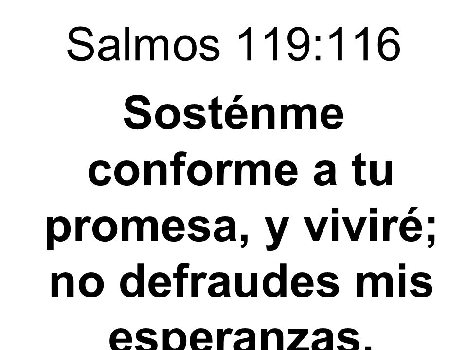 Sosténme conforme a tu promesa, y viviré; no defraudes mis esperanzas.