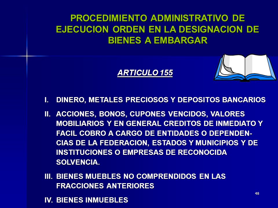 PROCEDIMIENTO ADMINISTRATIVO DE EJECUCION ORDEN EN LA DESIGNACION DE BIENES A EMBARGAR