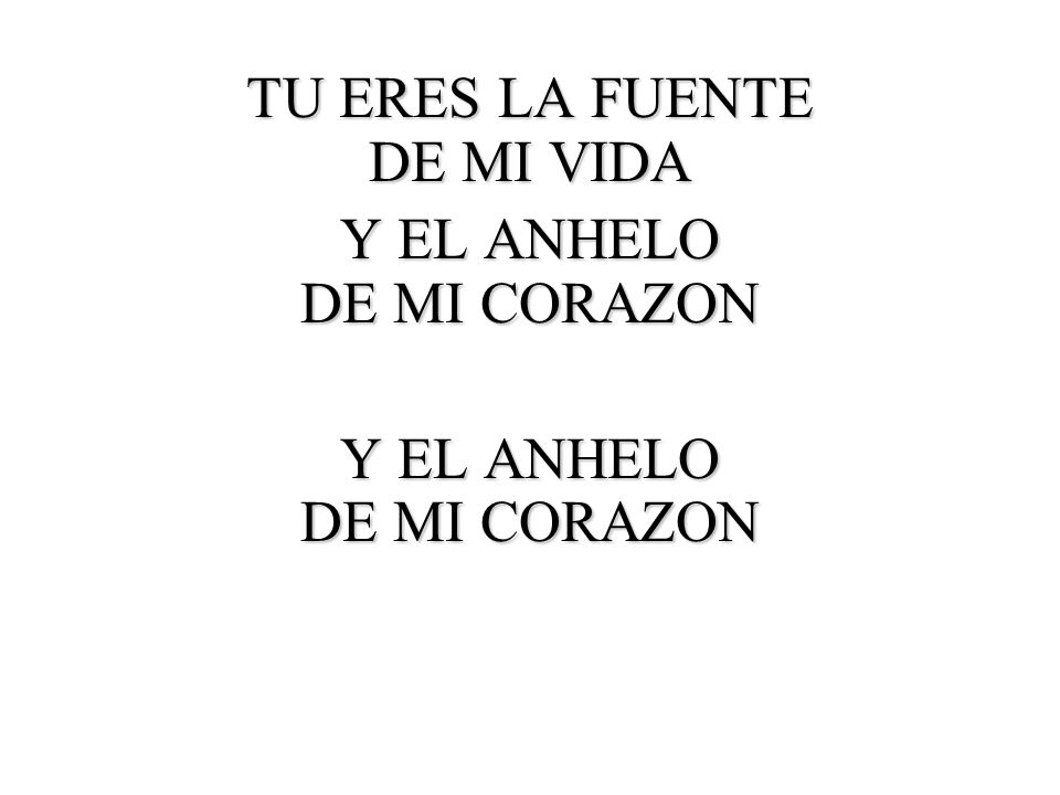 TU ERES LA FUENTE DE MI VIDA Y EL ANHELO DE MI CORAZON