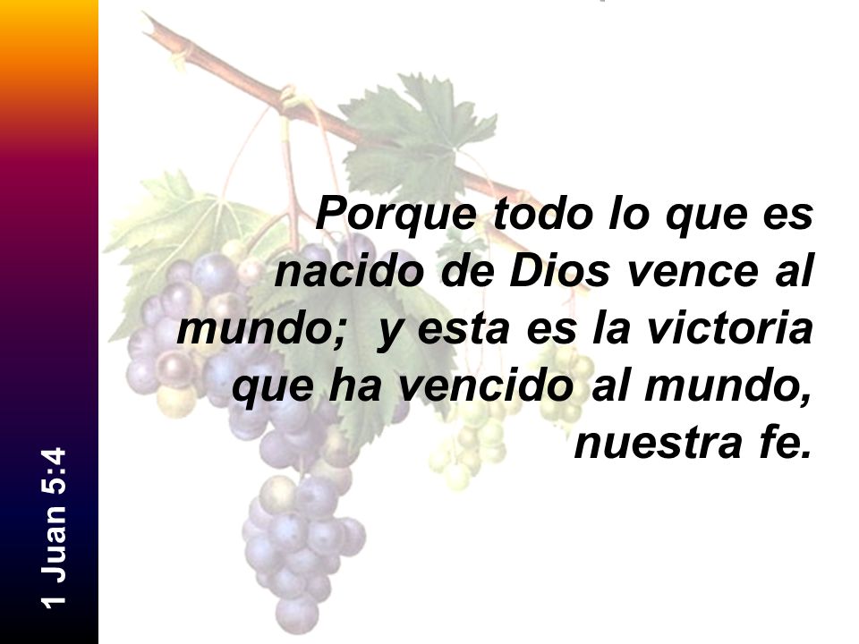 Porque todo lo que es nacido de Dios vence al mundo; y esta es la victoria que ha vencido al mundo, nuestra fe.