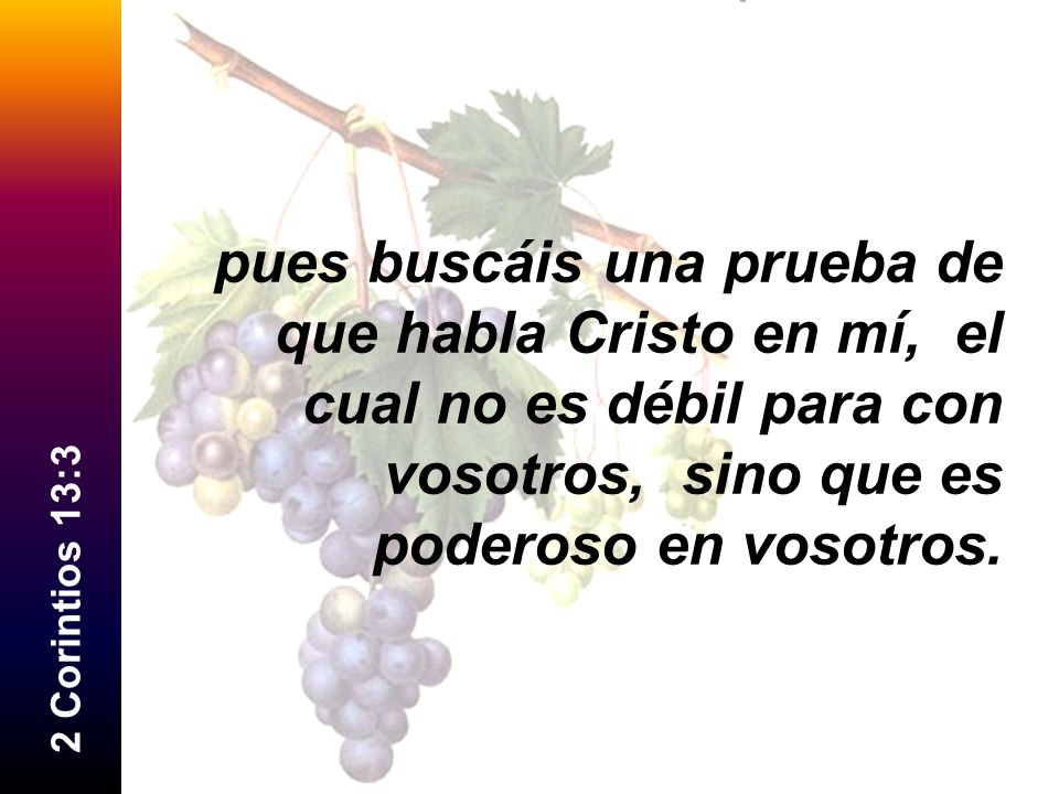 pues buscáis una prueba de que habla Cristo en mí, el cual no es débil para con vosotros, sino que es poderoso en vosotros.