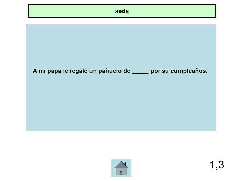 A mi papá le regalé un pañuelo de _____ por su cumpleaños.
