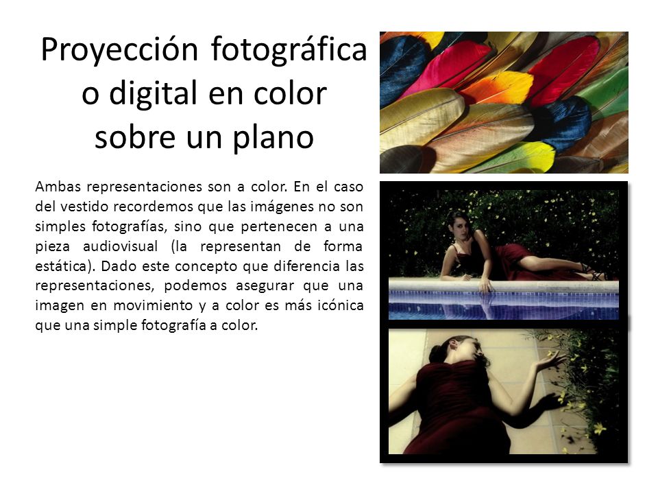 Proyección fotográfica o digital en color sobre un plano