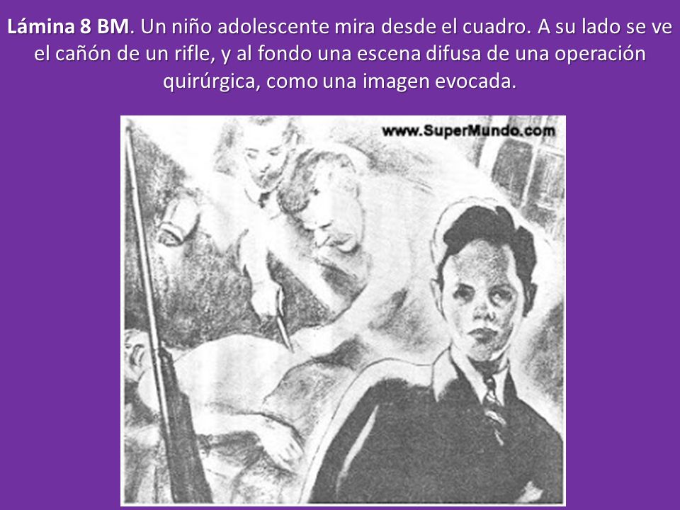 Lámina 8 BM. Un niño adolescente mira desde el cuadro