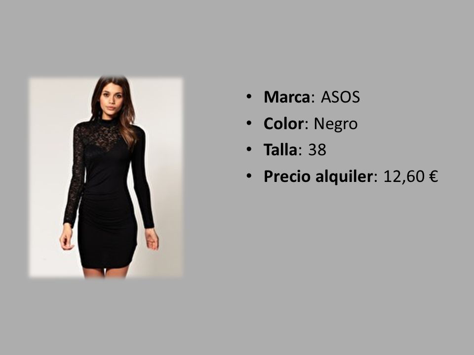 Marca: ASOS Color: Negro Talla: 38 Precio alquiler: 12,60 €