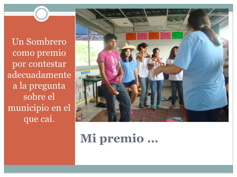 Un Sombrero como premio por contestar adecuadamente a la pregunta sobre el municipio en el que caí.