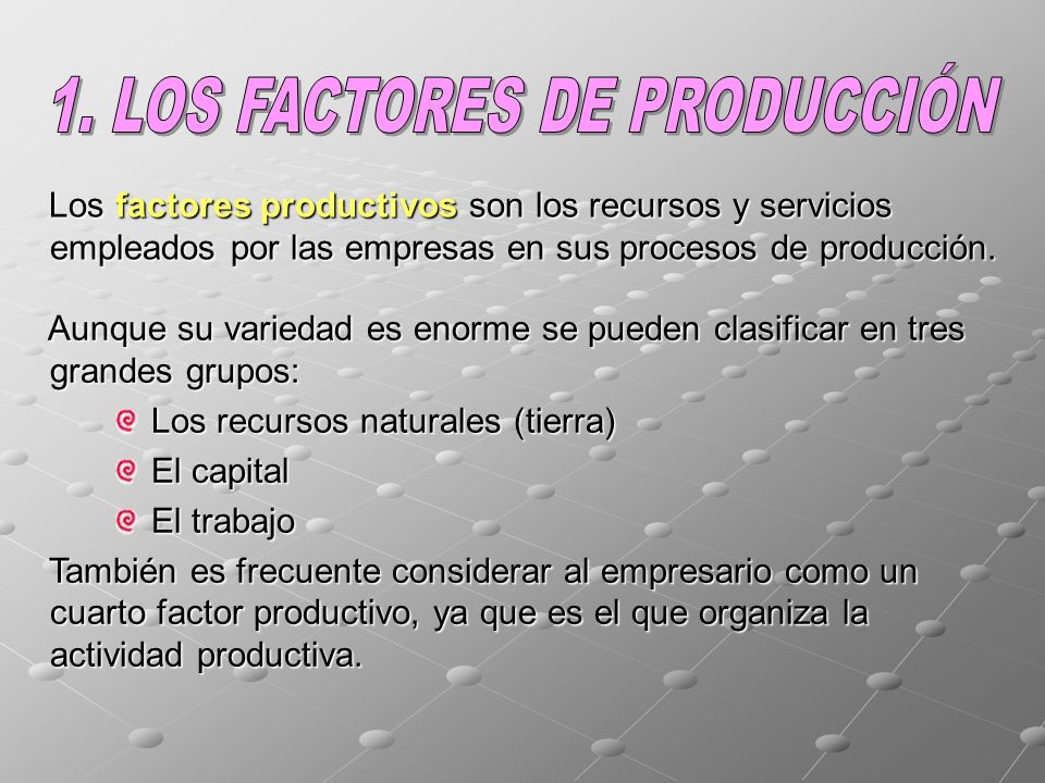 1. LOS FACTORES DE PRODUCCIÓN