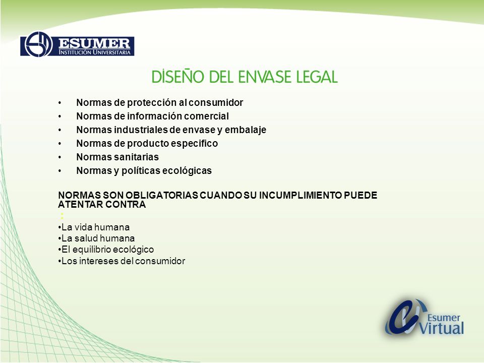Normas de protección al consumidor Normas de información comercial