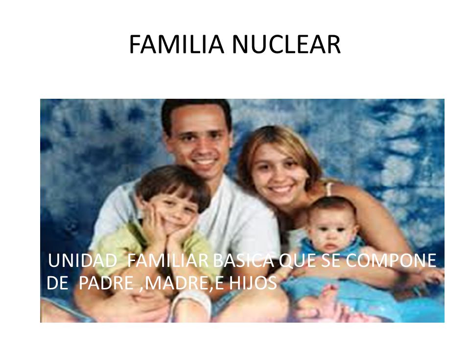 FAMILIA NUCLEAR UNIDAD FAMILIAR BASICA QUE SE COMPONE DE PADRE ,MADRE,E HIJOS