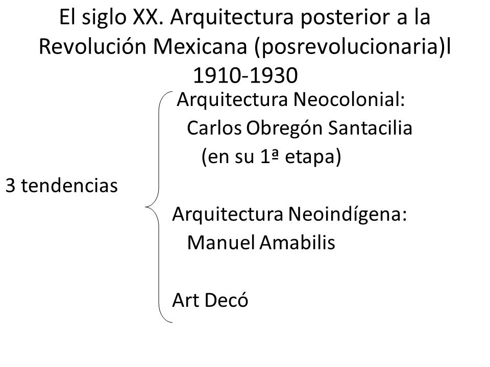 El siglo XX. Arquitectura posterior a la Revolución Mexicana (posrevolucionaria)l