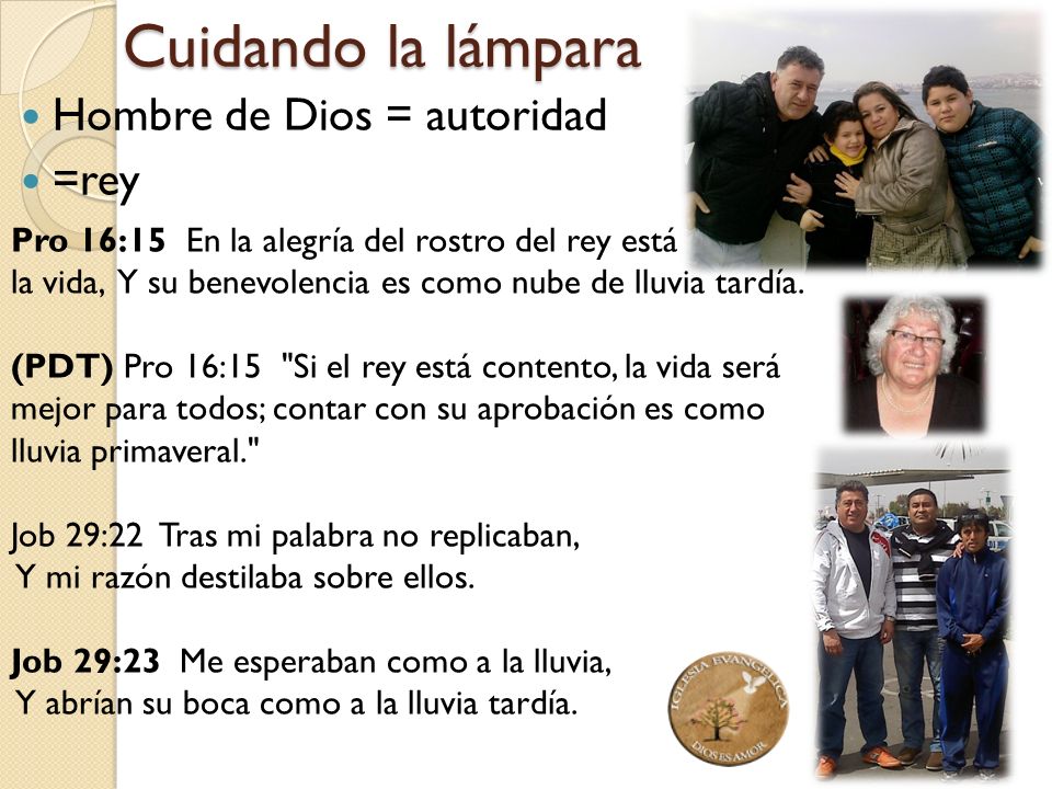 Cuidando la lámpara Hombre de Dios = autoridad =rey