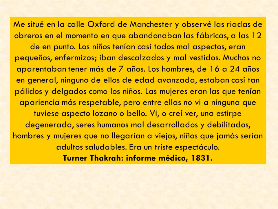 Turner Thakrah: informe médico, 1831.