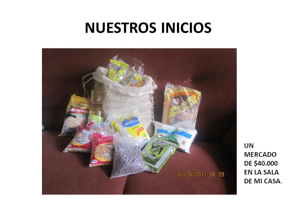 NUESTROS INICIOS UN MERCADO DE $ EN LA SALA DE MI CASA.