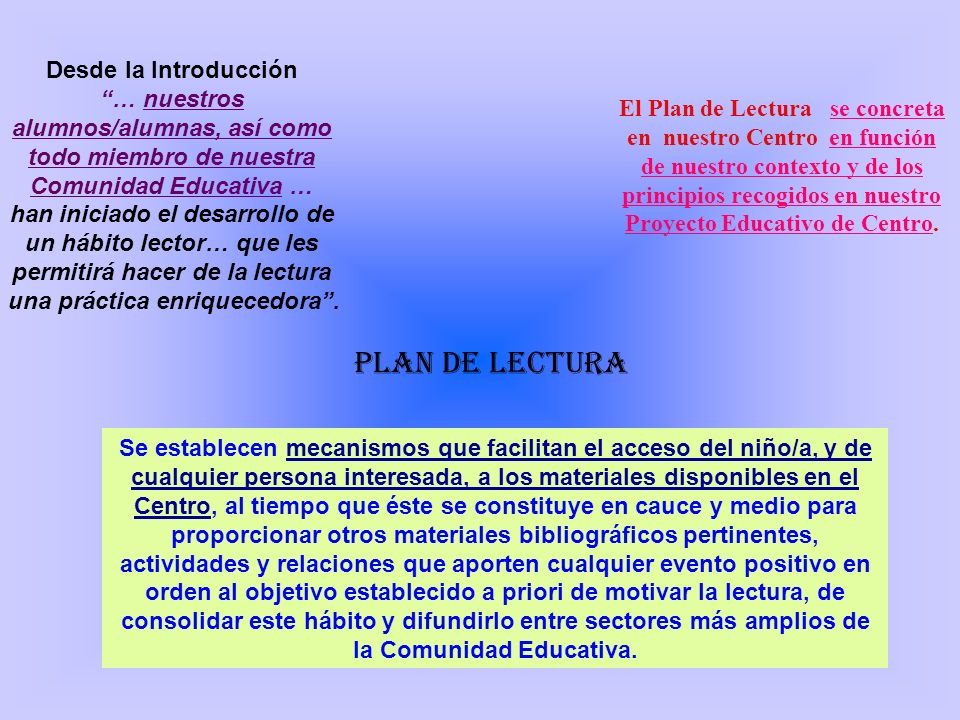 PLAN DE LECTURA Desde la Introducción