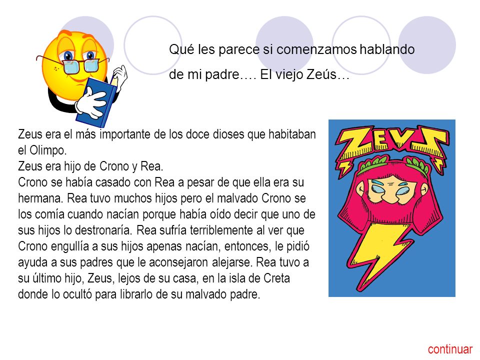 Qué les parece si comenzamos hablando de mi padre…. El viejo Zeús…