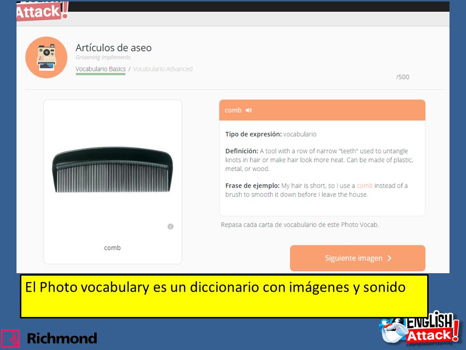 El Photo vocabulary es un diccionario con imágenes y sonido