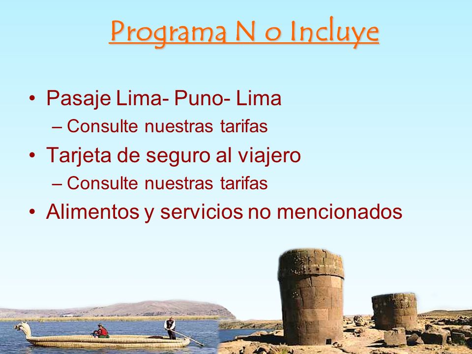 Programa N o Incluye Pasaje Lima- Puno- Lima