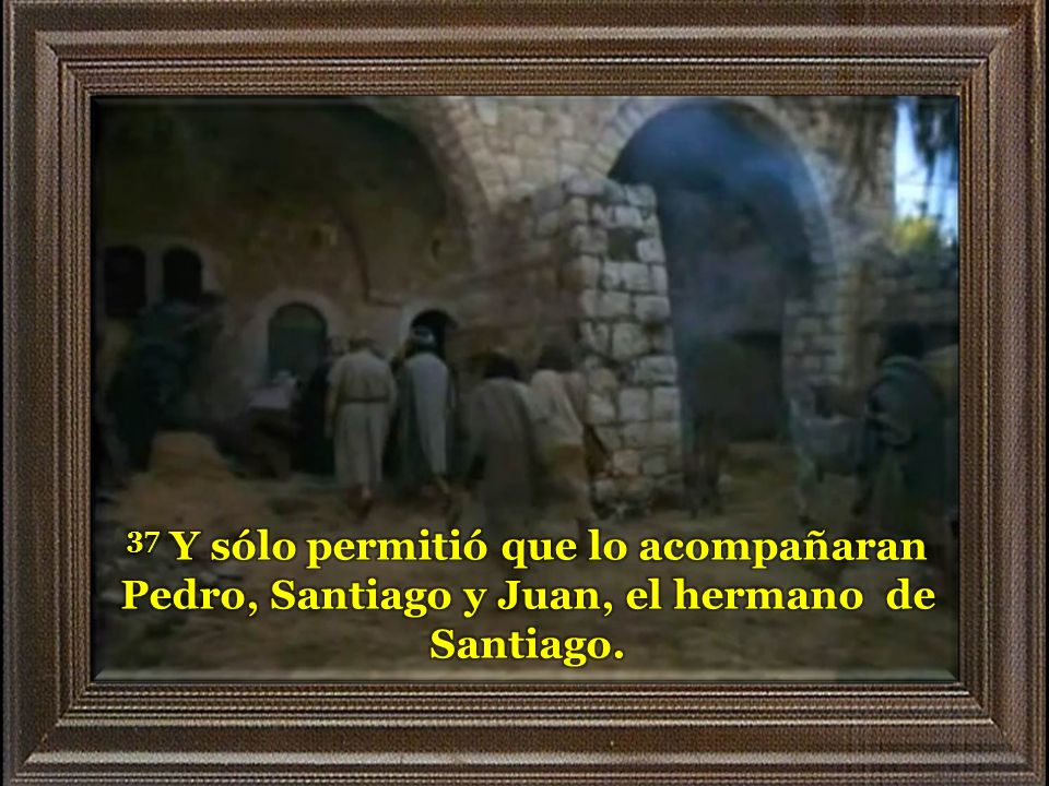 37 Y sólo permitió que lo acompañaran Pedro, Santiago y Juan, el hermano de Santiago.