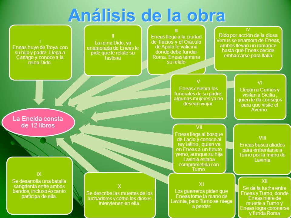 Análisis de la obra La Eneida consta de 12 libros.