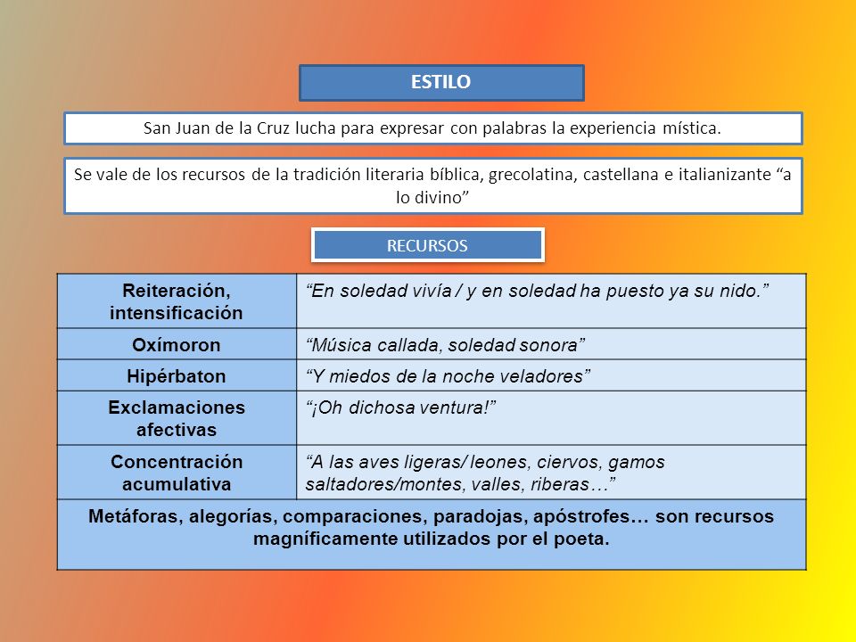 ESTILO San Juan de la Cruz lucha para expresar con palabras la experiencia mística.