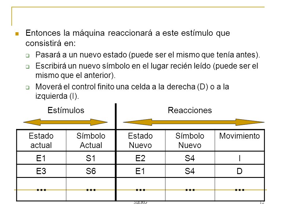 ... Entonces la máquina reaccionará a este estímulo que consistirá en: