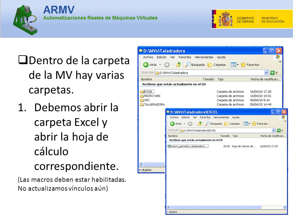 Dentro de la carpeta de la MV hay varias carpetas.