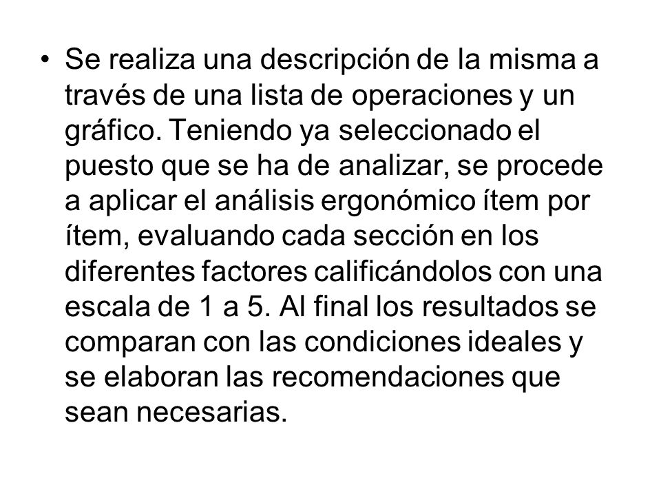 Se realiza una descripción de la misma a través de una lista de operaciones y un gráfico.