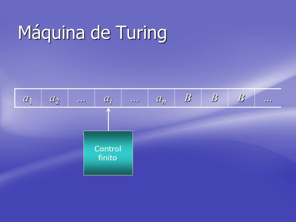 Máquina de Turing a1 a2 ... ai an B Control finito