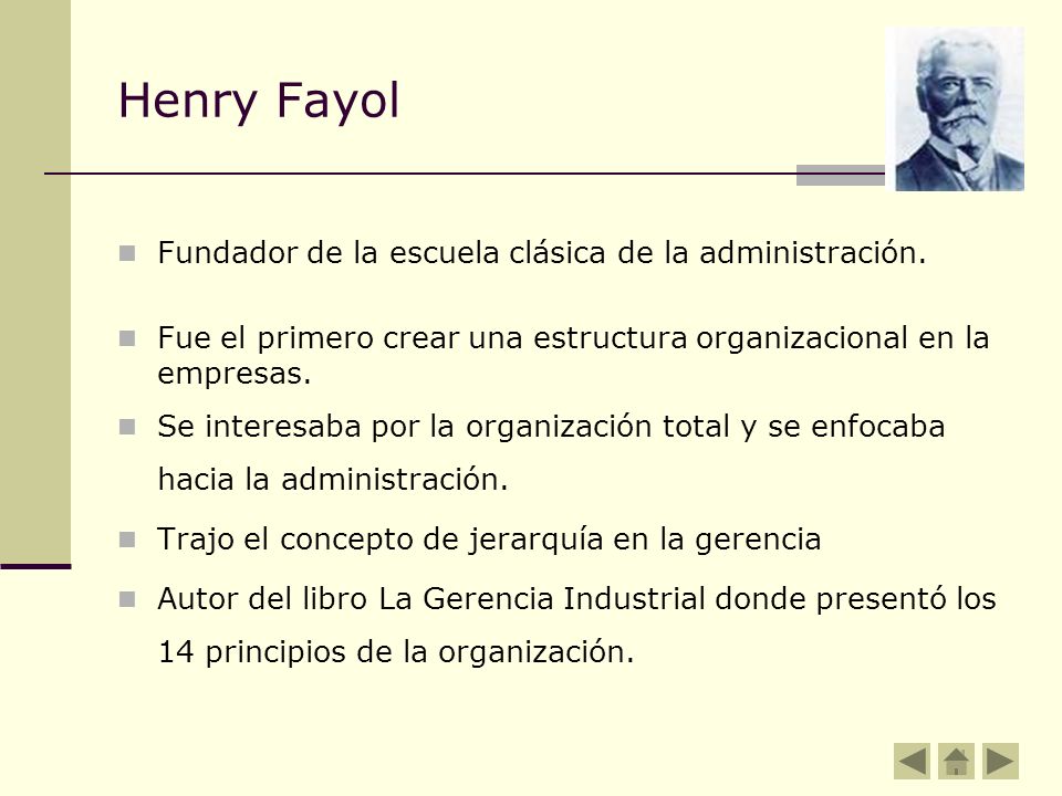 Henry Fayol Fundador de la escuela clásica de la administración.