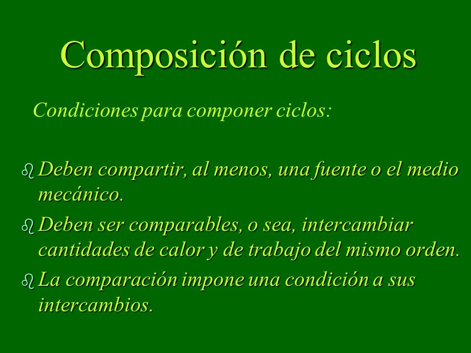 Composición de ciclos Condiciones para componer ciclos: