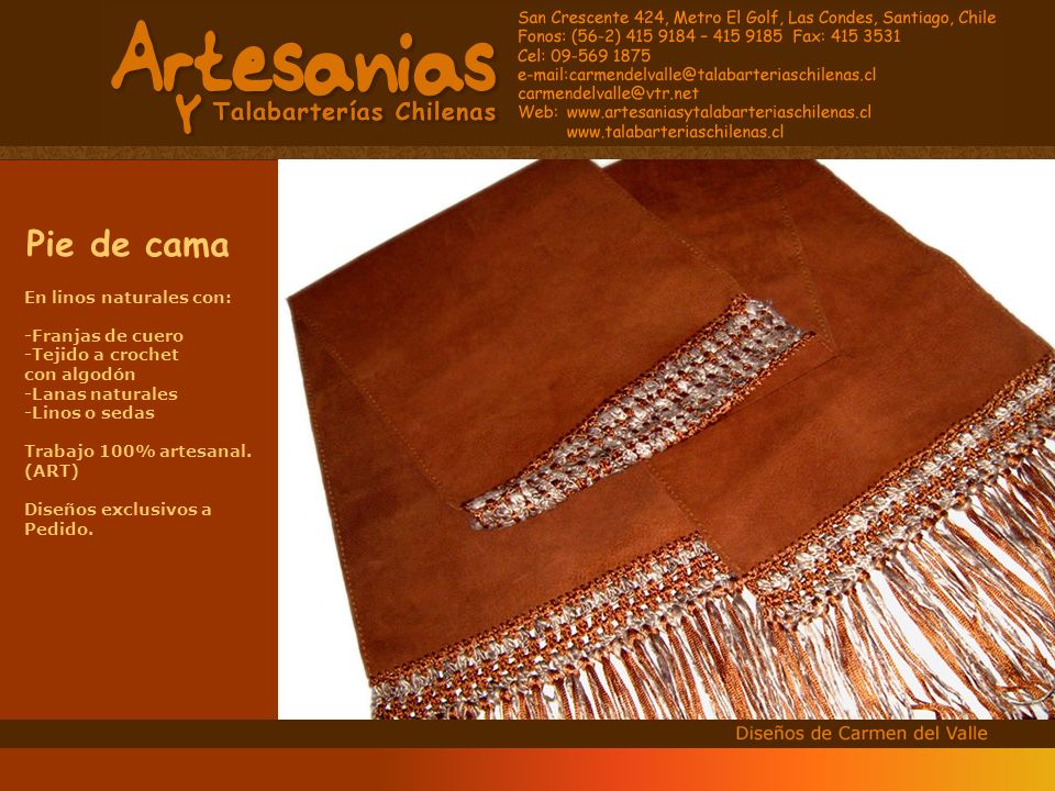 Pie de cama En linos naturales con: -Franjas de cuero