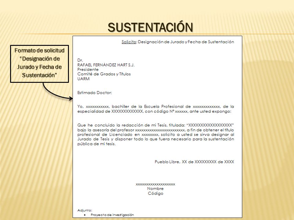 SUSTENTACIÓN Formato de solicitud Designación de Jurado y Fecha de