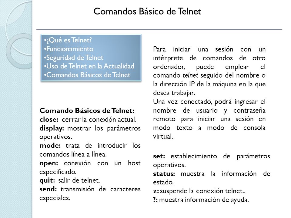 Comandos Básico de Telnet